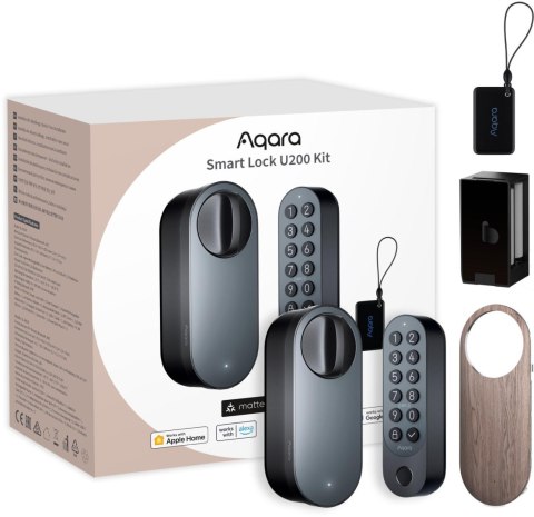Aqara Smart Lock U200 Kit Czarny | Inteligentny zamek do drzwi | HomeKit, Thread, Bluetooth 5.1, NFC AQARA Aqara Smart Lock U200 Kit Czarny | Inteligentny zamek do drzwi | HomeKit, Thread, Bluetooth 5.1, NFC AQARA