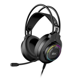 Genius GX GAMING HS-GX580U, słuchawki z mikrofonem, regulacja głośności, czarna, słuchawki, 50 mm przetworniki typ USB