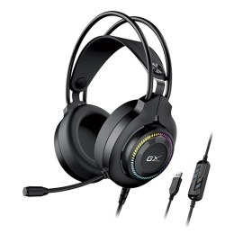 Genius GX GAMING HS-GX580U, słuchawki z mikrofonem, regulacja głośności, czarna, słuchawki, 50 mm przetworniki typ USB