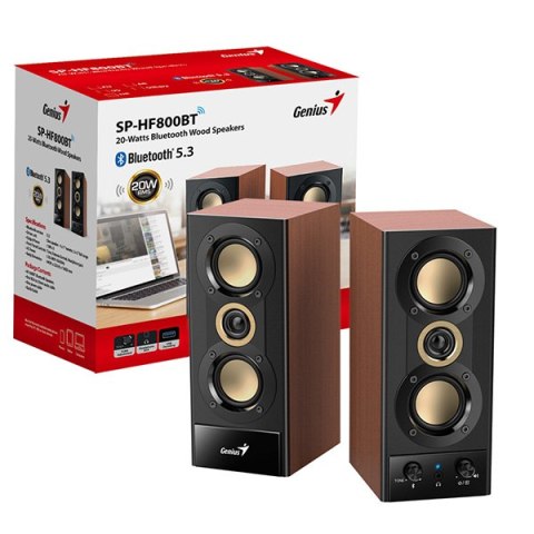 Genius głośniki SP-HF800BT, 2.0, 20W, czarno-brązowy, Bluetooth 5.3 Genius głośniki SP-HF800BT, 2.0, 20W, czarno-brązowy, Bluetooth 5.3