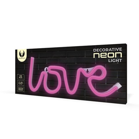 Neon LED Light LOVE pink Bat + USB FLNE05 Forever Light