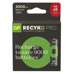 Akumulatorki, AA (HR6), 1.2V, 2000 mAh, GP, kartonik, 6-pack, ReCyko Pro