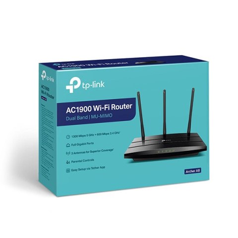 TP-LINK router Archer A8 2.4GHz i 5GHz, extender/ wzmacniacz, access point, IPv6, PPPoE, PPTP, L2TP, 1900Mbps, zewnętrzna anténa TP-LINK router Archer A8 2.4GHz i 5GHz, extender/ wzmacniacz, access point, IPv6, PPPoE, PPTP, L2TP, 1900Mbps, zewnętrzna anténa