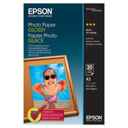 Epson Glossy Photo Paper, C13S042536, foto papier, połysk, biały, Stylus Color, Photo, Pro, A3, 200 g/m2, 20 szt., atrament