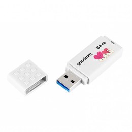 Goodram USB flash disk, USB 2.0, 64GB, UME2, biały, UME2-0640W0R11-V, USB A, z osłoną