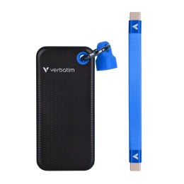 SSD Verbatim 96.1 x 45.1 x 10 mm, zewnętrzny USB C 3.2 Gen 2, 2000GB, 2TB, Pocket SSD Black/Blue, 32195, M.2, zawiera kabel USB 