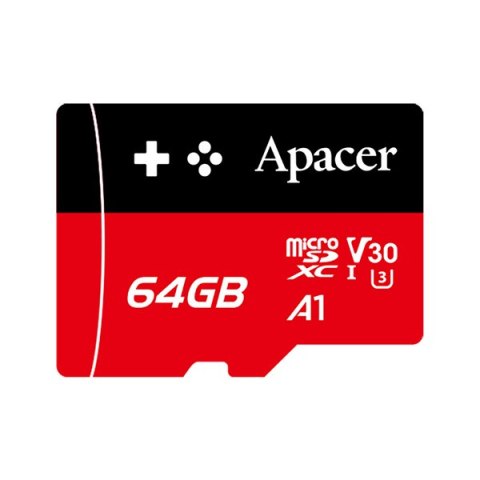 Apacer Gaming card V30 A1, 64GB, micro SDXC, AP64GMCSX10U7-RAGC, UHS-I U3 (Class 10), z adapterm Apacer Gaming card V30 A1, 64GB, micro SDXC, AP64GMCSX10U7-RAGC, UHS-I U3 (Class 10), z adapterm