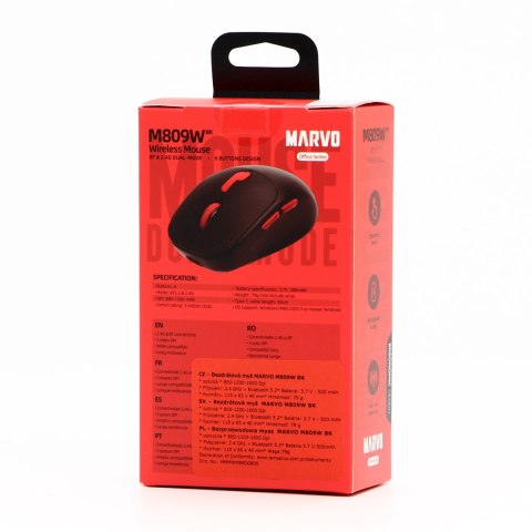 Mysz bezprzewodowa, Marvo M809W Black, czarna, optyczna, 1600DPI Mysz bezprzewodowa, Marvo M809W Black, czarna, optyczna, 1600DPI