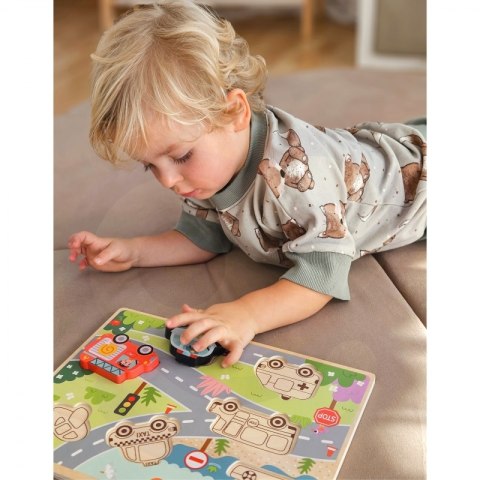 TOOKY TOY Drewniane Puzzle Montessori Pojazdy Samochody Samolot Statek Miasto Dopasuj Kształty Tooky Toy TOOKY TOY Drewniane Puzzle Montessori Pojazdy Samochody Samolot Statek Miasto Dopasuj Kształty Tooky Toy