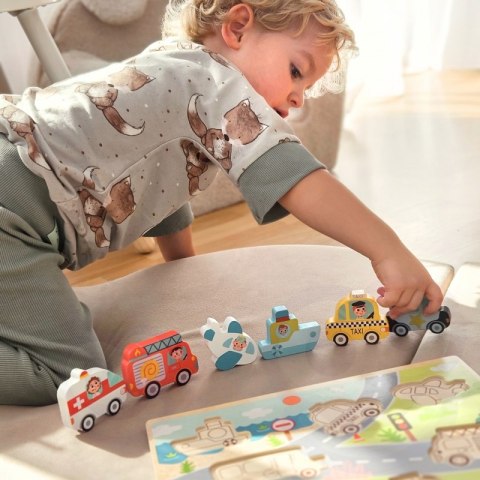 TOOKY TOY Drewniane Puzzle Montessori Pojazdy Samochody Samolot Statek Miasto Dopasuj Kształty Tooky Toy TOOKY TOY Drewniane Puzzle Montessori Pojazdy Samochody Samolot Statek Miasto Dopasuj Kształty Tooky Toy