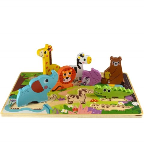 TOOKY TOY Drewniane Puzzle Montessori Zwierzątka ZOO Safari Dopasuj Kształty Tooky Toy TOOKY TOY Drewniane Puzzle Montessori Zwierzątka ZOO Safari Dopasuj Kształty Tooky Toy