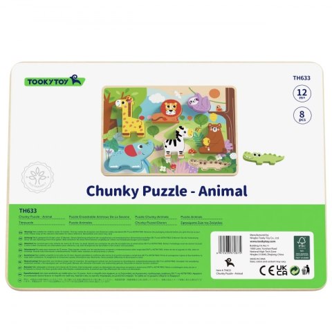 TOOKY TOY Drewniane Puzzle Montessori Zwierzątka ZOO Safari Dopasuj Kształty Tooky Toy TOOKY TOY Drewniane Puzzle Montessori Zwierzątka ZOO Safari Dopasuj Kształty Tooky Toy