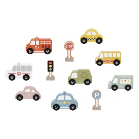 TOOKY TOY Zestaw Drewnianych Pojazdów i Znaków Drogowych w Pudełku Tooky Toy TOOKY TOY Zestaw Drewnianych Pojazdów i Znaków Drogowych w Pudełku Tooky Toy