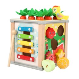 Drewniana Kostka Edukacyjna Sorter 5W1 Układanka Skrzynka Klocki LEAN Toys