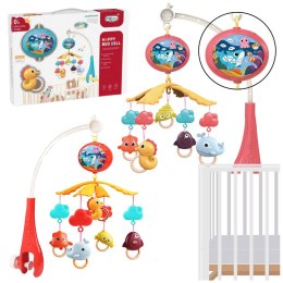 Karuzela Do Łóżeczka Sterowana Pilotem Projektor Dźwięki Czerwona LEAN Toys