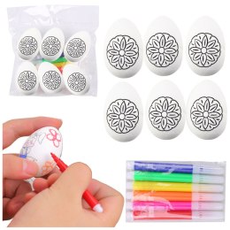 Jajka Wielkanocne Styropianowe Do Malowania Pisaki Wzór Kwiat A 6szt LEAN TOYS