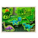 Układanka Drewniana Dinozaury Puzzle Kształty Plansza 12El LEAN Toys
