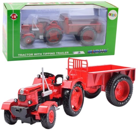 Metalowy Traktor Rolniczy Z Przyczepą Czerwony 1:18 LEAN Toys Metalowy Traktor Rolniczy Z Przyczepą Czerwony 1:18 LEAN Toys