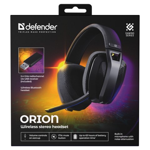 Defender ORION, słuchawki z mikrofonem, czarna, bezprzewodowa, USB-C DEFENDER Defender ORION, słuchawki z mikrofonem, czarna, bezprzewodowa, USB-C DEFENDER