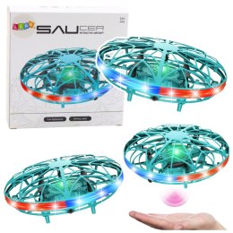 Dron UFO Sterowany Ręką RC Światła LED Turkusowy LEAN Toys