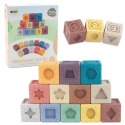 Klocki Miękkie Sensoryczne Edukacyjne Strukturowe Kolorowe 12szt LEAN Toys
