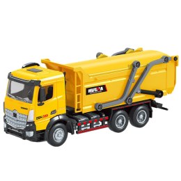 Śmieciarka Ciężarówka Metalowa Ruchoma Huina Żółta 1:50 HUINA