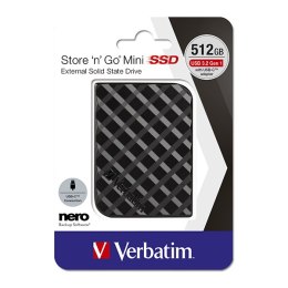 SSD Zewnętrzny Verbatim Store N Go Mini, 53236, 512GB, czarny, USB-A/Micro-B, z adapterem USB-A na USB-C(TM), USB-C Verbatim