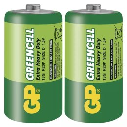 Bateria cynkowo-węglowa, D (R20), ogniwo typ D, 1.5V, GP, blistr, 2-pack, Greencell GP