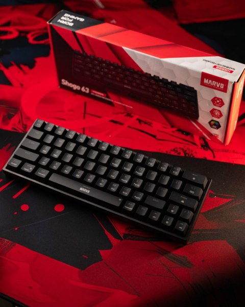 Marvo SHOGO 63, klawiatura US, do gry, przewodowa (USB), czarna, mechaniczna, podświetlenie Marvo SHOGO 63, klawiatura US, do gry, przewodowa (USB), czarna, mechaniczna, podświetlenie