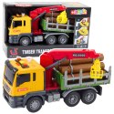 Ciężarówka Z Dźwigiem Do Drewna Światła Dźwięki Żółta 1:14 LEAN Toys