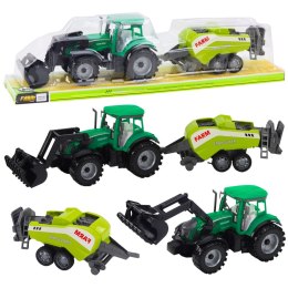 Zestaw Traktor Z Ładowaczem i Prasą Rolniczą Zielony LEAN Toys