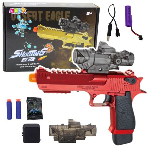 Elektryczny Pistolet na Kulki Wodne Strzałki Piankowe Czerwony LEAN Toys Elektryczny Pistolet na Kulki Wodne Strzałki Piankowe Czerwony LEAN Toys