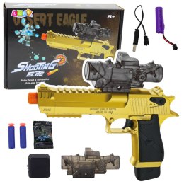 Elektryczny Pistolet na Kulki Wodne Strzałki Piankowe Złoty LEAN Toys