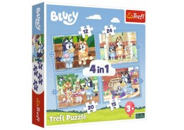 Puzzle - 4w1 (12, 15, 20, 24) - Bluey i jego świat Trefl 34637 Trefl Puzzle