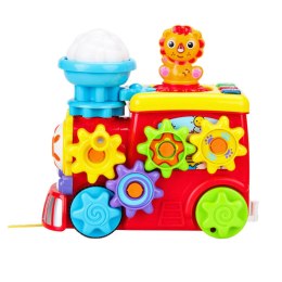 Muzyczna Lokomotywa Interaktywna Dla Malucha Koła Zębate Kolorowy LEAN Toys