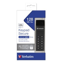 Verbatim USB flash disk, USB 3.0, 128GB, Keypad Secure, czarny, 49432, USB C, 256bitowe szyfrowanie AES, LED Verbatim