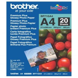 Brother Glossy Photo Paper  foto papier  połysk  biały  A4  260 gm2  20 szt.  BP71GA4  atrament