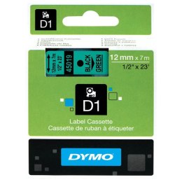 Dymo oryginalny taśma do drukarek etykiet, Dymo, 45019, S0720590, czarny druk/zielony podkład, 7m, 12mm, D1