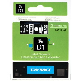 Dymo oryginalny taśma do drukarek etykiet, Dymo, 45021, S0720610, biały druk/czarny podkład, 7m, 12mm, D1