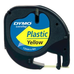 Dymo oryginalny taśma do drukarek etykiet, Dymo, 59423, S0721570, czarny druk/żółty podkład, 4m, 12mm, LetraTag taśma plastikowa