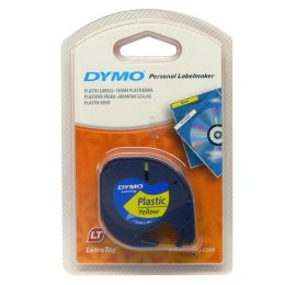 Dymo oryginalny taśma do drukarek etykiet, Dymo, 59423, S0721570, czarny druk/żółty podkład, 4m, 12mm, LetraTag taśma plastikowa