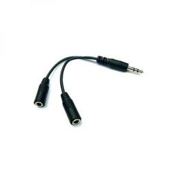 Audio Rozgałęziacz, Jack (3,5mm) M-Jack (3,5mm) 2x F, 0.2, stereo, czarna, Logo, z przewodem