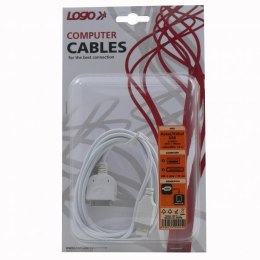 Kabel USB (2.0) USB A M- 30 pin (Apple) M 1.8m czarny Logo blistr do iPod/iPhone