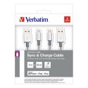 Kabel USB (2.0) USB A M- Apple Lightning M 1m srebrny Verbatim box 48873 2szt 1x100cm + 1x30cm