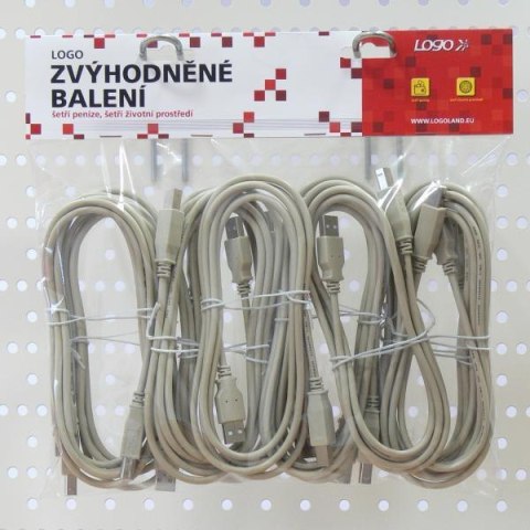 Kabel USB (2.0) USB A M- USB B M 1.8m czarny Logo cena za 1 szt.