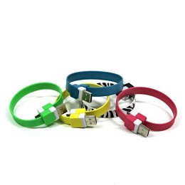 Kabel USB (2.0) USB A M- USB micro M 0.25m zielony Logo blistr na nadgarstek