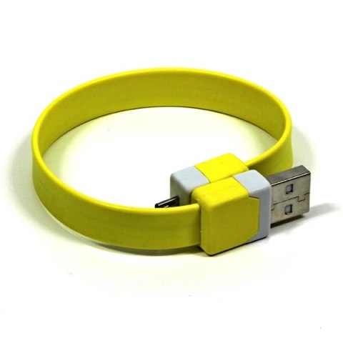 Kabel USB (2.0) USB A M- USB micro M 0.25m żółty Logo blistr na nadgarstek