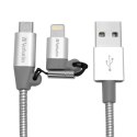 Kabel USB (2.0) USB A M- USB micro M 1m 2 srebrny Verbatim box 48869 regulowana końcówka Lightning