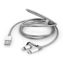 Kabel USB (2.0) USB A M- USB micro M 1m 2 srebrny Verbatim box 48869 regulowana końcówka Lightning