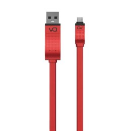 Kabel USB (2.0) USB A- USB micro 1m płaski czerwony DA Marvo box DT0010MRD